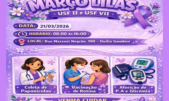 Março Lilás leva ação de prevenção à UBS Duílio Gambini no próximo dia 21