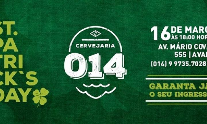 Cervejaria 014 realiza St. Patrick's Day no sábado