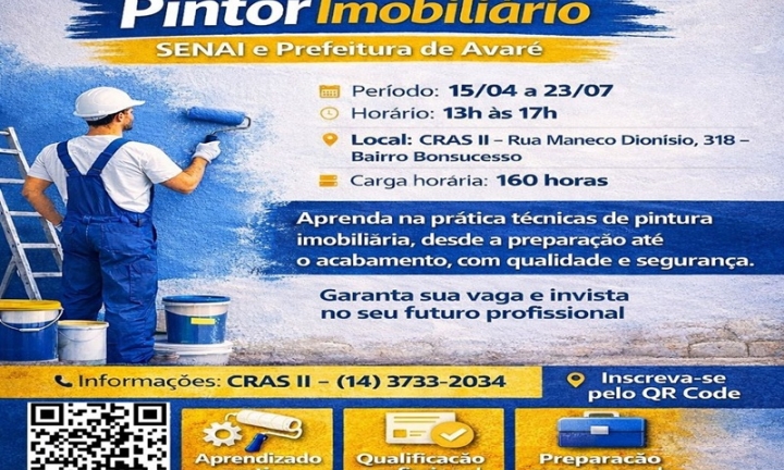 Curso de Pintor Imobiliário está com inscrições abertas em Avaré 