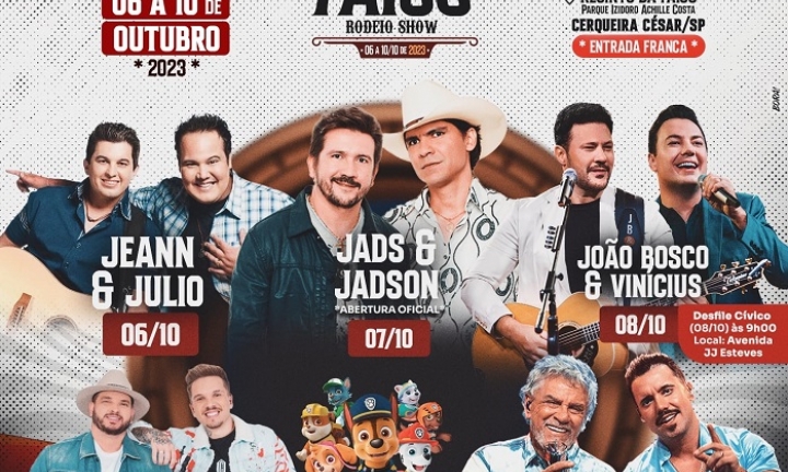 FAICC Rodeio Show começa na sexta-feira (6) em Cerqueira César