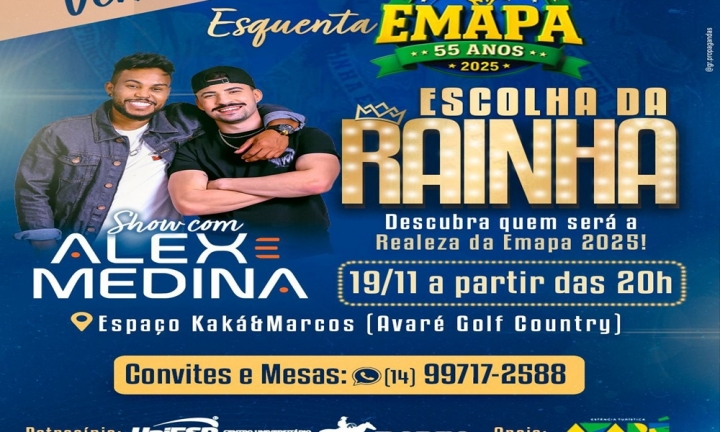 Baile para escolha da rainha da 55ª EMAPA acontece nesta quarta, 19/11