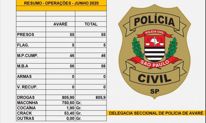 Polícia Civil divulga resultado das operações de junho