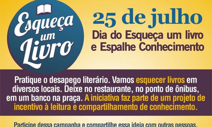 Vem aí a campanha Esqueça um livro e espalhe conhecimento