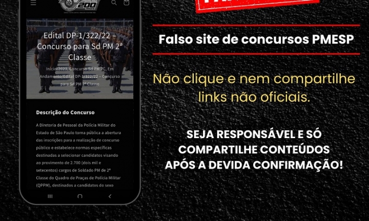 Polícia Militar alerta sobre falso site de concurso da corporação