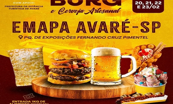 Festival do hambúrguer e cerveja artesanal acontece de 20 a 23 em Avaré