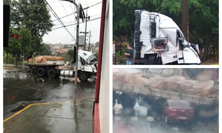 Acidente envolvendo caminhão para o trânsito em Avaré