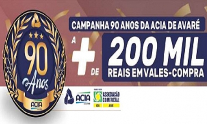 ACIA promove mais um sorteio da campanha dos 90 anos neste sábado (9)