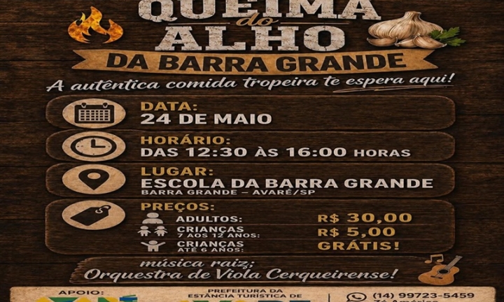Barra Grande contará com a 2ª Queima do Alho no dia 24 de maio