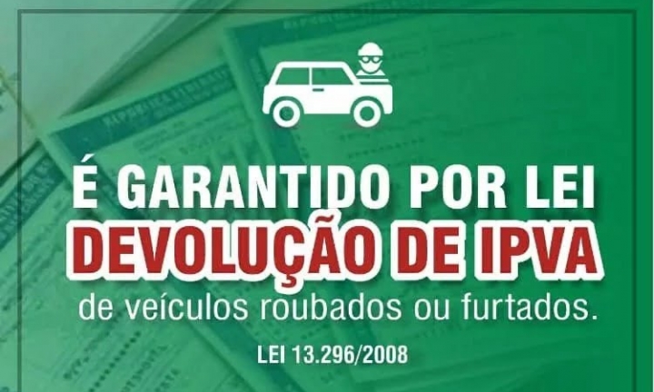 Proprietários de veículos roubados ou furtados em 2023 terão IPVA restituído