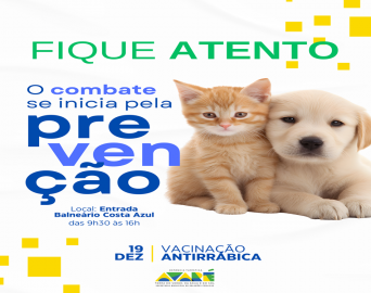 Prefeitura leva vacinação antirrábica ao Costa Azul nesta sexta-feira, 19