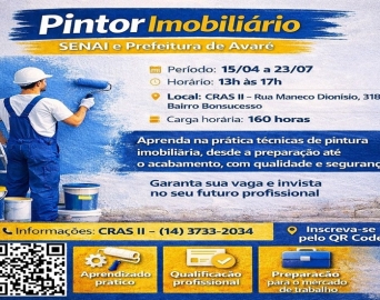 Curso de Pintor Imobiliário está com inscrições abertas em Avaré 