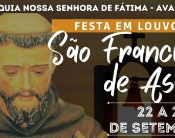 Festa em Louvor a São Francisco de Assis vai de 22 a 25 de setembro