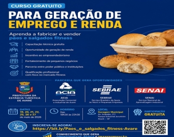 Curso gratuito da prefeitura oferece capacitação em panificação fitness