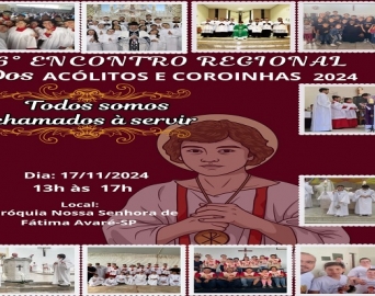 Avaré sedia o 6º Encontro Regional de Coroinhas e Acólitos da RP2