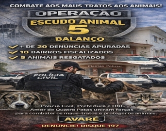 Polícia Civil e Prefeitura desencadeiam mais uma Operação Escudo Animal