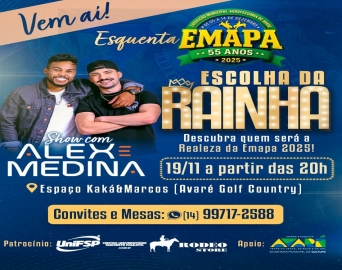 Baile para escolha da rainha da 55ª EMAPA acontece nesta quarta, 19/11