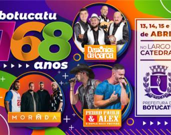 Botucatu 168 anos: Shows gratuitos começam na quinta-feira, 13