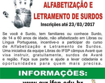 Inscrições abertas para curso de alfabetização e letramento de surdos