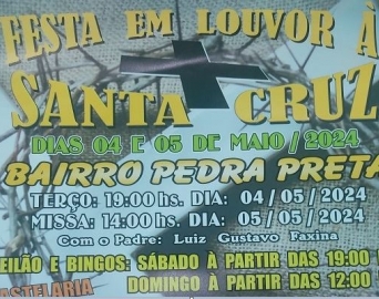 Vem aí a Festa em Louvor à Santa Cruz no Bairro Pedra Preta, em Avaré