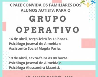 CPAEE convida pais de alunos autistas para reunião nos dias 16 e 19