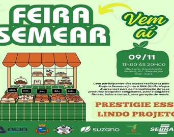 Neste sábado, 9, Sebrae e parceiros promovem a Feira Semear em Avaré