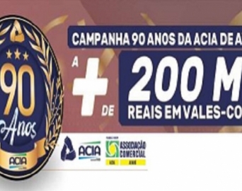 ACIA promove mais um sorteio da campanha dos 90 anos neste sábado (9)