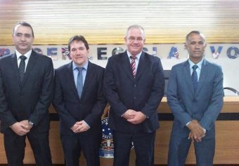 Mesa Diretora para o biênio 2017/2018: Da esq. p/ a dir. Flávio Zandoná (vice-presidente), Toninho da Lorsa (presidente), Cabo Sérgio (1º secretário) e Jairinho do Paineiras (2º secretário)