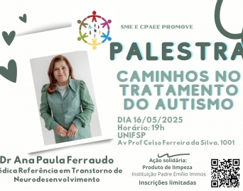 Palestra vai discutir importância da informação para inclusão da criança autista