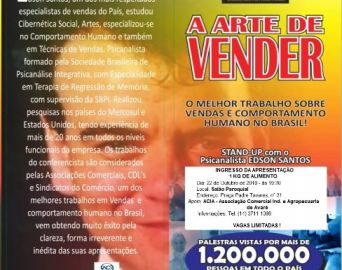 Palestra gratuita A Arte de Vender ocorre na próxima 2ª Feira
