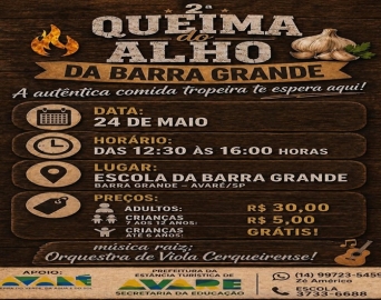 Barra Grande contará com a 2ª Queima do Alho no dia 24 de maio