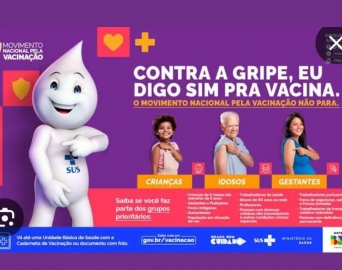 Campanha de Vacinação contra gripe começa nesta segunda-feira (07)