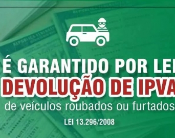 Proprietários de veículos roubados ou furtados em 2023 terão IPVA restituído