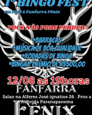 1º Bingo Fest acontece hoje em prol da Fanfarra Fênix