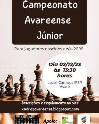 Campeonato Avareense Júnior de Xadrez ocorre neste sábado (2) no IFSP