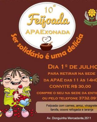 Neste sábado acontece a 10ª Feijoada APAExonada