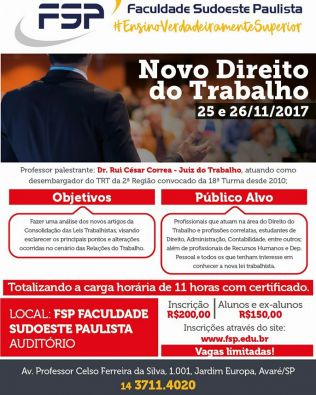 FSP promove palestra sobre o novo direito trabalhista