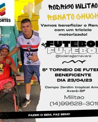 Torneio de futebol vai beneficiar cadeirante com triciclo motorizado